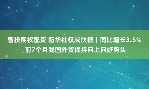 智投期权配资 新华社权威快报丨同比增长3.5% 前7个月我国外贸保持向上向好势头
